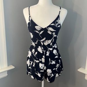 Blue and white romper